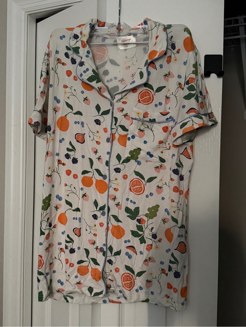 In My Sundays Fruit-Print Short Pajama Top with Orange & Green Accents